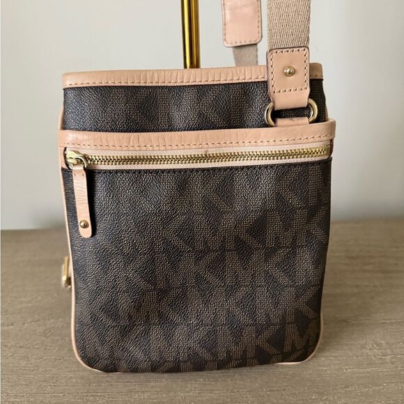Michael Kors Crossbody Small Travel Bag in Brown and Tan Classic Logo - Picture 2 of 12
